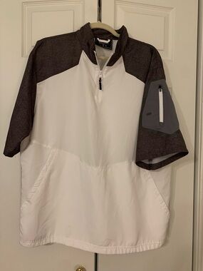 Holloway White and Dark Heather Short-Sleeve Half-Zip Pullover NWOT Size Large